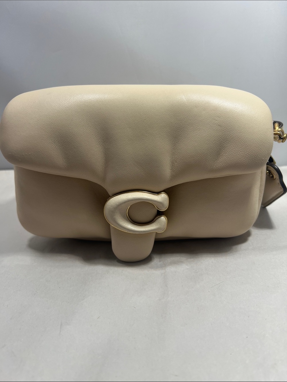 Coach Tabby 18 Soft Pebbled Leather Cream Crossbody with Signature C Clasp
